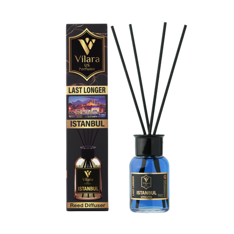 MANGO OUD ISTANBUL (Pack of 3) 55ML set Vilara US Perfume Reed Diffuser Set - Luxury Reed Diffusers for Home - Natural Sticks, Long-Lasting Scent - Bathroom, Bedroom, Living Room Decor for Table, Shelves, Nightstand