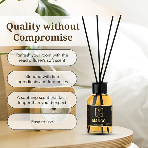 OUD MANGO ISTANBUL Diffuser Set (Pack of 3) with Sticks - Reed Diffuser for Bathroom, Bedroom, Office, Living Room - Woody Aromatics for Home Aromatherapy - Luxury Fragrance Sticks Diffuser Set