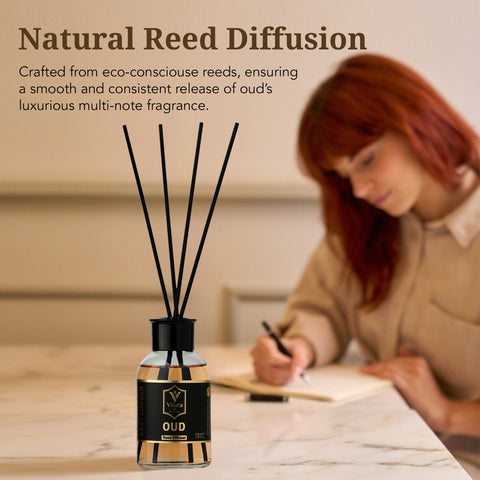 OUD MANGO ISTANBUL Diffuser Set (Pack of 3) with Sticks - Reed Diffuser for Bathroom, Bedroom, Office, Living Room - Woody Aromatics for Home Aromatherapy - Luxury Fragrance Sticks Diffuser Set