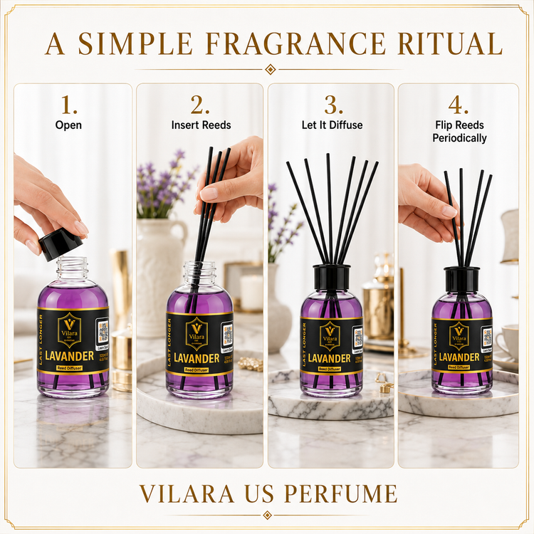 VILARA US PERFUME Lavender Reed Diffuser - Luxury Home Fragrance for Home Care & Room Freshening