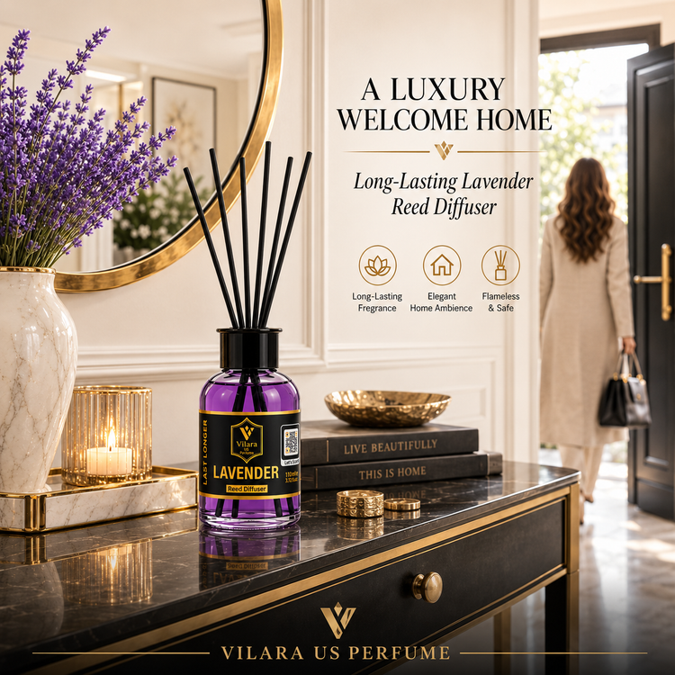 VILARA US PERFUME Lavender Reed Diffuser - Luxury Home Fragrance for Home Care & Room Freshening